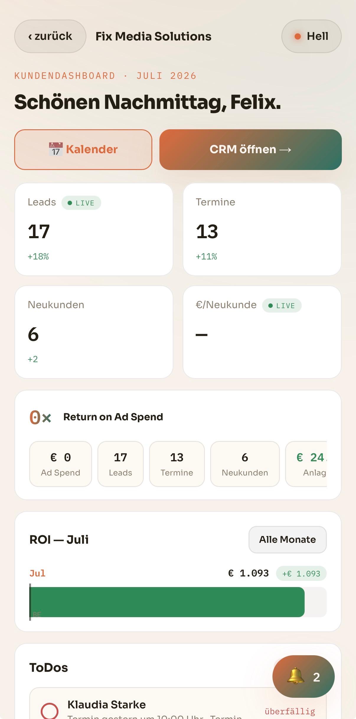 CRM & Closing Dashboard