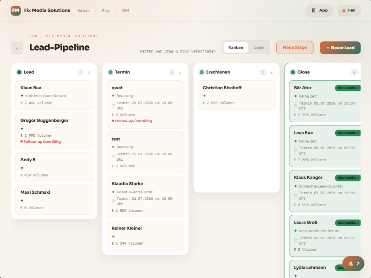 CRM & Closing — Lead-Pipeline